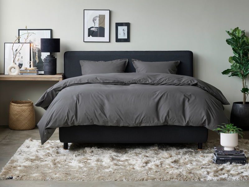 Egyptisk Bomull Percale Påslakan Grå Enkeltäcke 150x210 Tempur