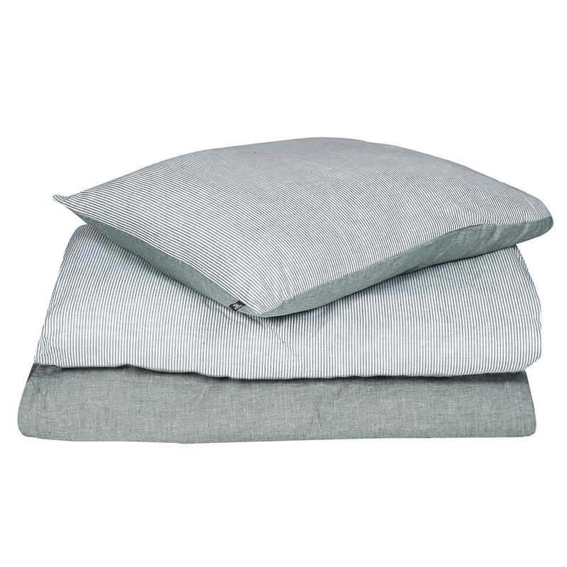 Runmarö Randigt Chambray Grön/Vit Bäddset Enkeltäcke 150x210 Classic Textile Runmarö Randigt Chambray Grön/Vit Bäddset Enkeltäcke 150x210 Classic Textile