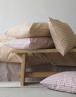 Märta Brun Rutigt Bäddset Enkeltäcke 150x210 Borganäs of Sweden