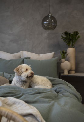 Enfärgat Grön Rolling Bäddset Enkeltäcke 150x210 Borganäs of Sweden