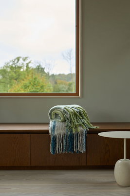 Pläd Tanum Randig Blå 130x170 cm Kosta Linnewäfveri