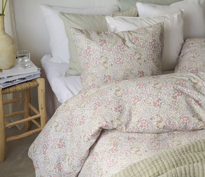 Floret Sand Blommigt Bäddset Enkeltäcke 150x210 Borganäs of Sweden