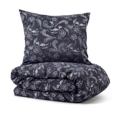 Knarrevik Blommigt Satin Bäddset Enkeltäcke 150x210 Kosta Linnewäfveri
