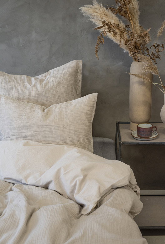Enfärgat Beige Rolling Bäddset Enkeltäcke 150x210 Borganäs of Sweden