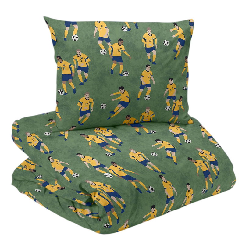 Fotboll Gul&Blå Barn Bäddset Enkeltäcke 150x210 Redlunds