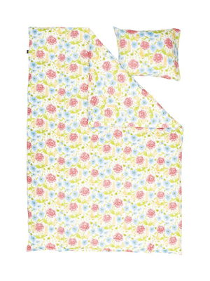 Askum Satin multi Blommor Bäddset Enkeltäcke 150x210 Kosta Linnewäfveri