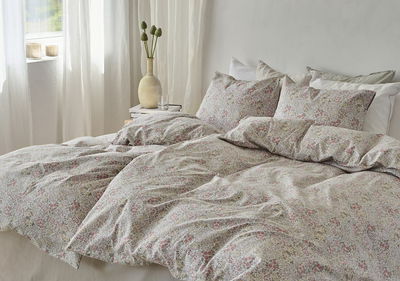 Floret Sand Blommigt Bäddset Enkeltäcke 150x210 Borganäs of Sweden