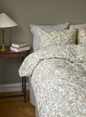 Vera Grön Blommigt Bäddset Enkeltäcke 150x210 Borganäs of Sweden