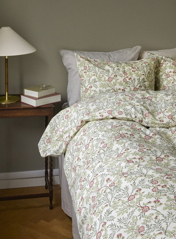 Vera Grön Blommigt Bäddset Enkeltäcke 150x210 Borganäs of Sweden