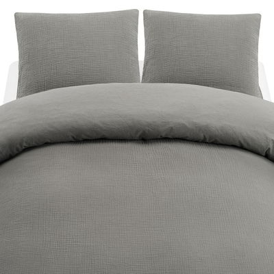 Enfärgat Grå Rolling Bäddset Dubbeltäcke 220x210 Borganäs of Sweden