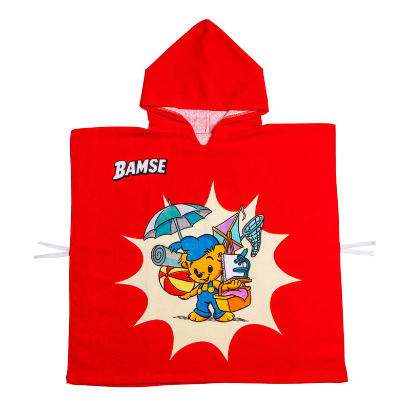 Bamse Stranden Röd Barn Badponcho 65x130 Swimpy by Tildas Bamse Stranden Röd Barn Badponcho 65x130 Swimpy by Tildas