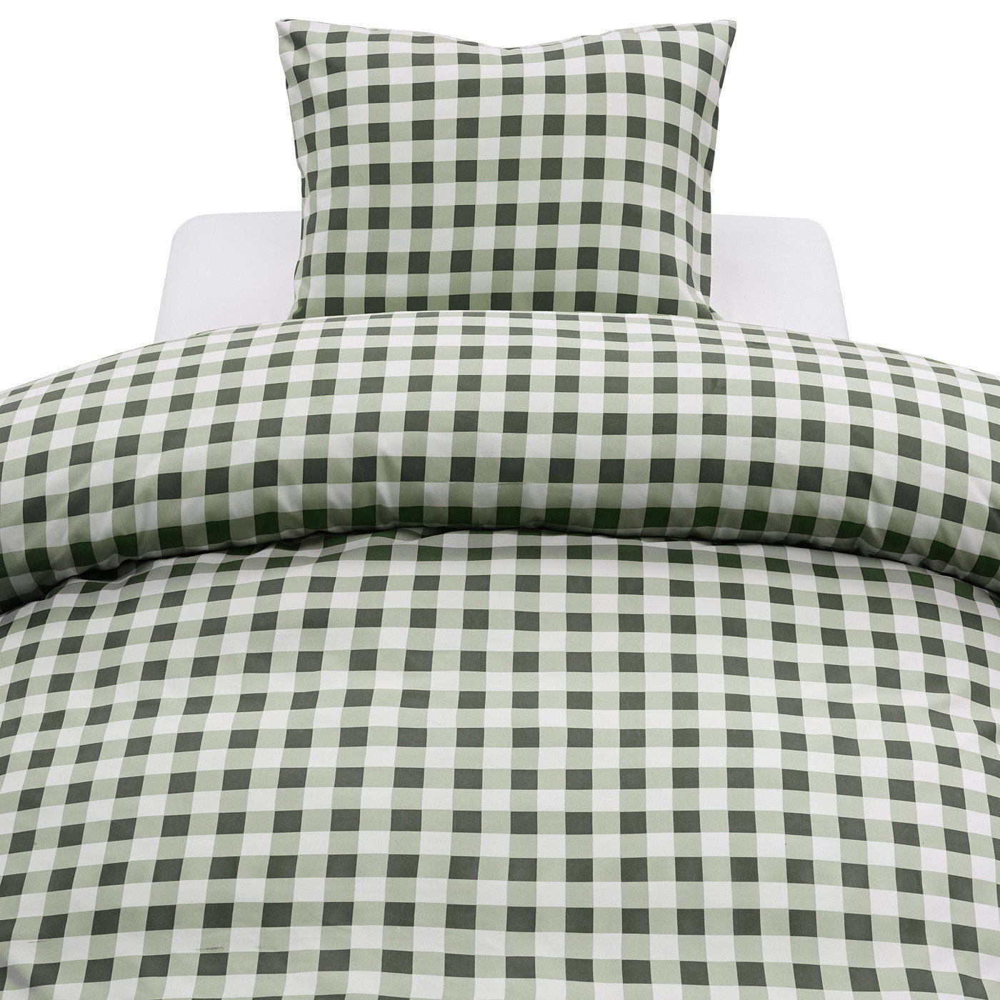 Turild Grön Rutigt Microfiber Bäddset Enkeltäcke 150x210 Harmony