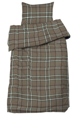 Cervinia Brun/Grön Flanell Rutigt Bäddset Enkeltäcke 150x210 Redlunds