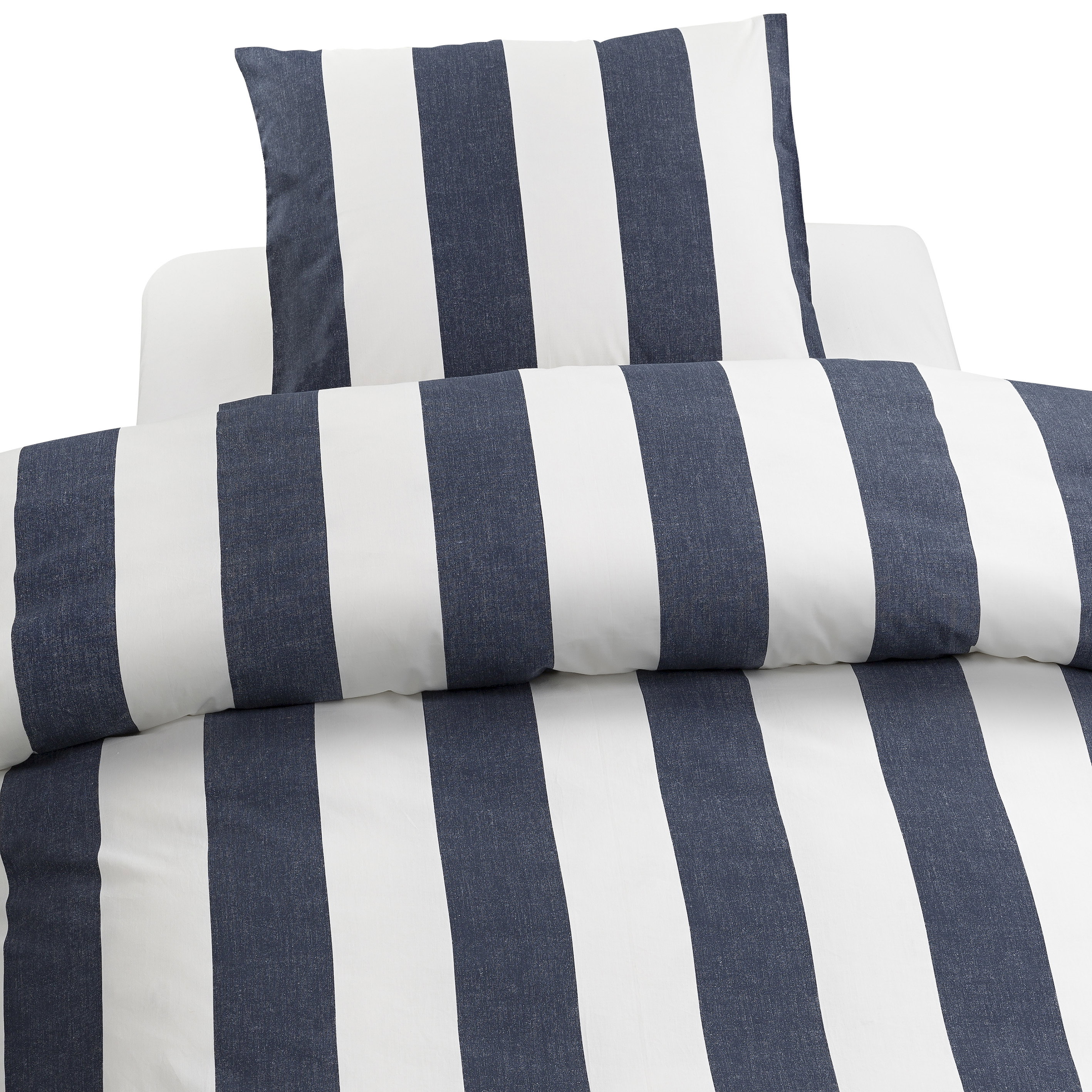 Block Stripe Blå Randigt Bäddset Enkeltäcke 150x210 Borganäs of Sweden