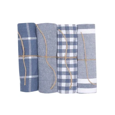 Kökshandduk Gråblå/Vit 50x70 4-pack Classic Textile
