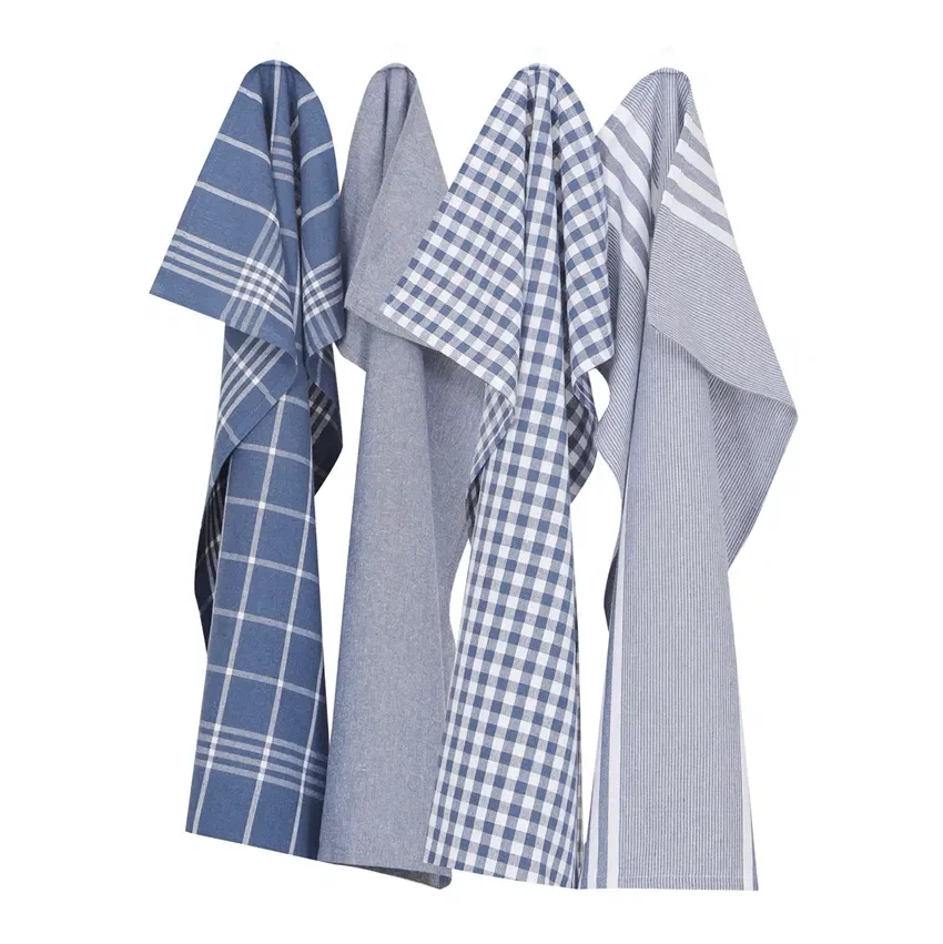 Kökshandduk Gråblå/Vit 50x70 4-pack Classic Textile