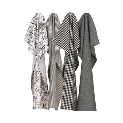 Kökshandduk Linnea Svart/Linne 50x70 4-pack Classic Textile