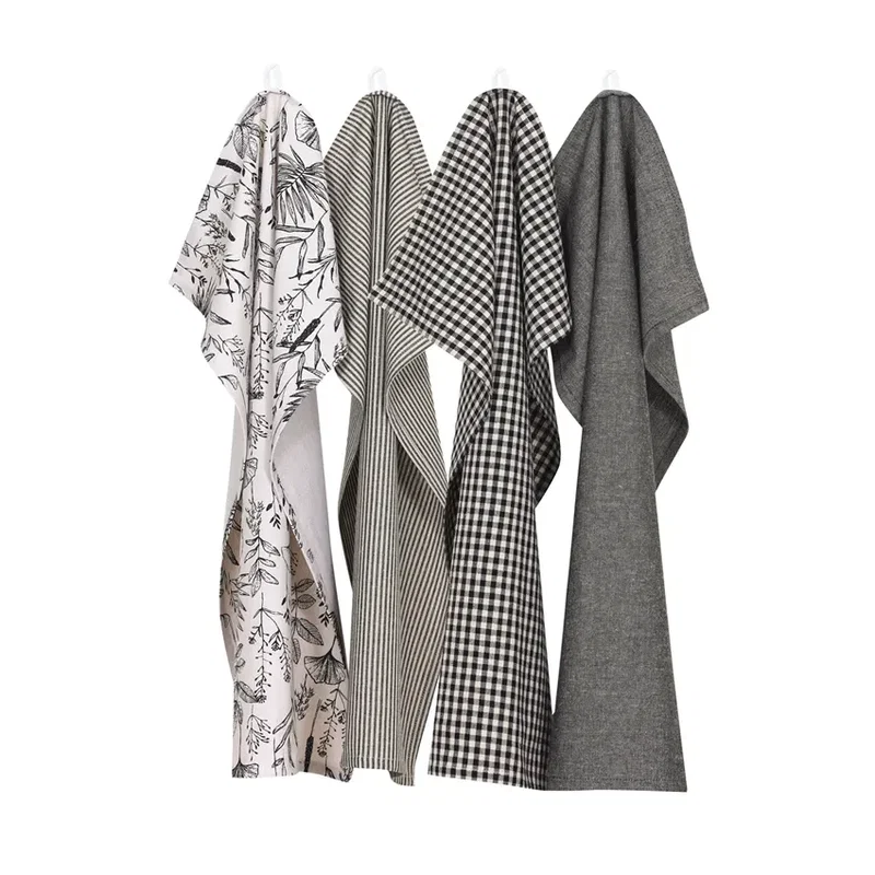Kökshandduk Linnea Svart/Linne 50x70 4-pack Classic Textile