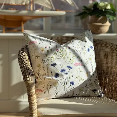 Kuddfodral Hilma Blå/Grön Blommigt 50x50 Classic Textile