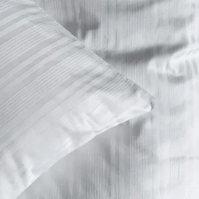 Teddy Satin Vit Bäddset Enkeltäcke 150x210 Classic Textile