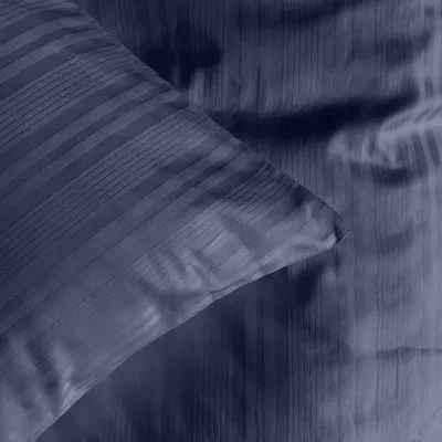 Teddy Satin Marinblå Bäddset Enkeltäcke 150x210 Classic Textile