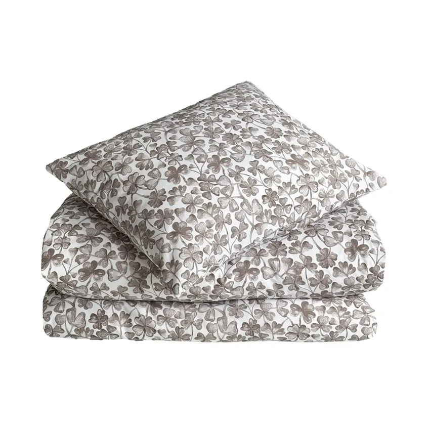 Klöver Brun Bäddset Enkeltäcke 150x210 Classic Textile