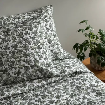 Klöver mossgrön bäddset 150x210 cm från Classic Textile – bild 4