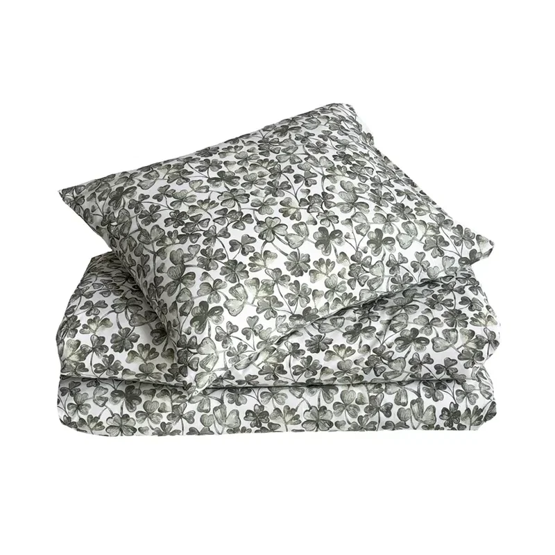 Klöver mossgrön bäddset 150x210 cm från Classic Textile