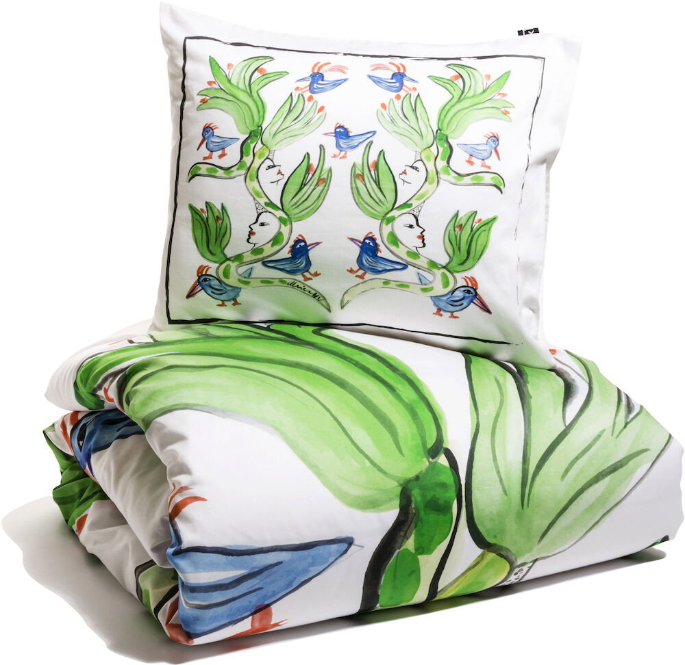 Fågelsång Satin Bäddset Enkeltäcke 150x210 Kosta Linnewäfveri