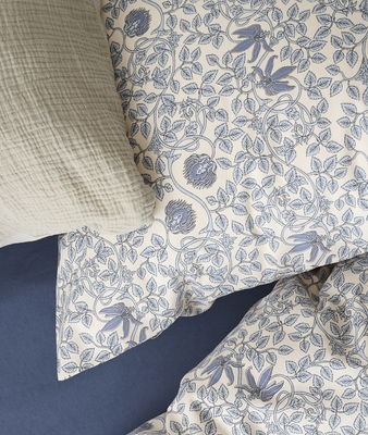 Botanique Blå Blommigt Bäddset Enkeltäcke 150x210 Borganäs of Sweden