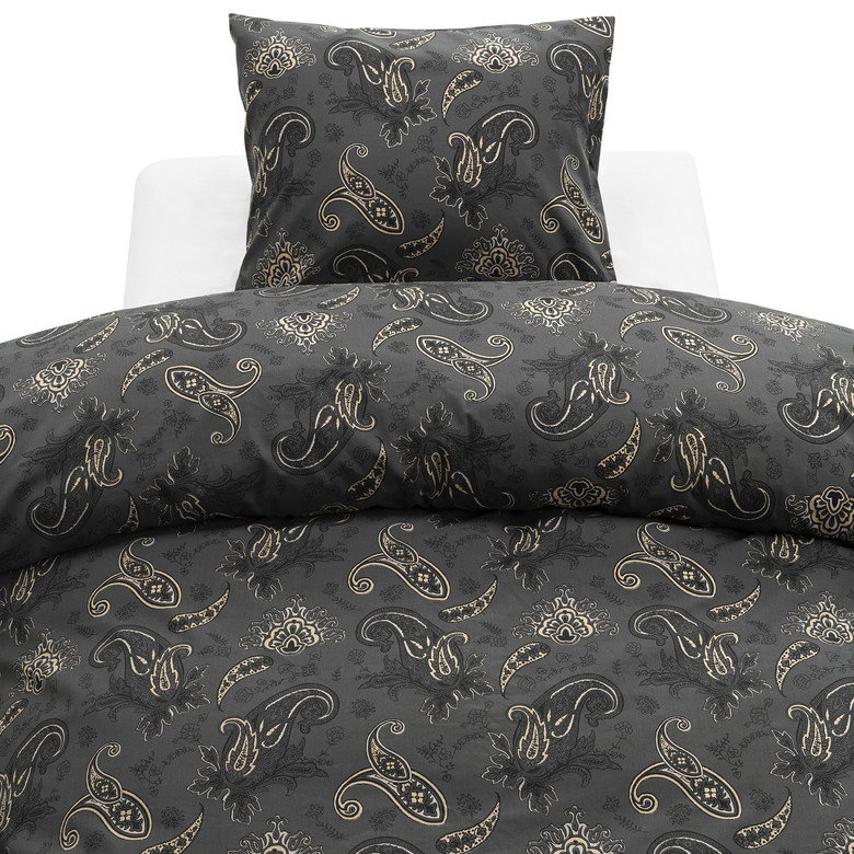 Tilly Svart Paisley Bäddset Enkeltäcke 150x210 Borganäs of Sweden