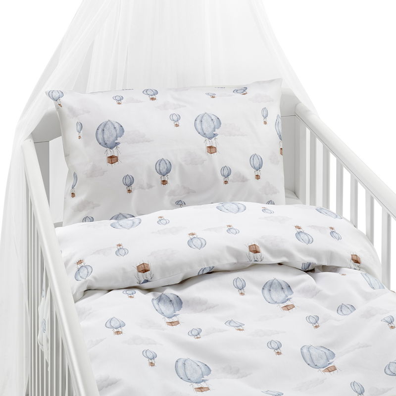 Ballong Blå Bäddset Spjälsäng 100x130 Borganäs of Sweden