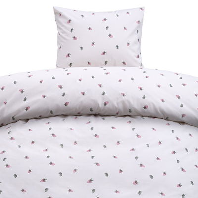 Jordgubbsdröm Rosa Bäddset Enkeltäcke 150x210 Borganäs of Sweden