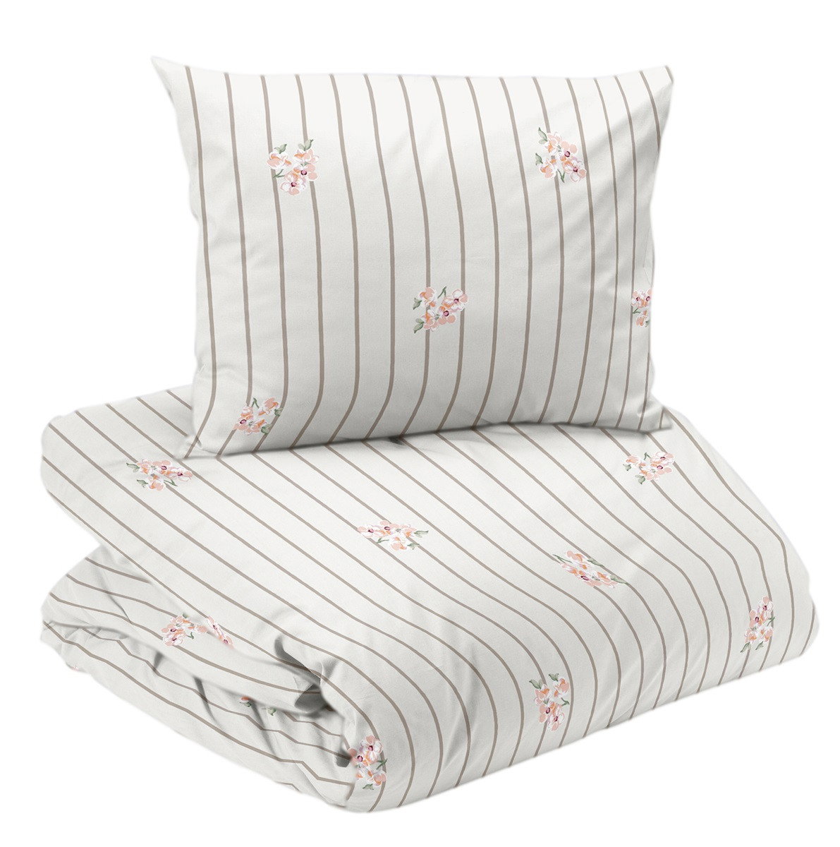 Tove Beige Blommigt Bäddset Enkeltäcke 150x210 Redlunds