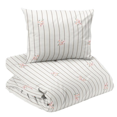 Tove Beige Blommigt Bäddset Enkeltäcke 150x210 Redlunds