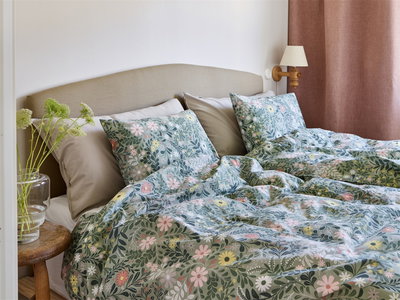 Grön Blommigt Bäddset Enkeltäcke 150x210 Redlunds