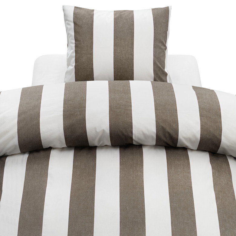 Block Stripe Brun Randigt Bäddset Enkeltäcke 150x210 Borganäs of Sweden