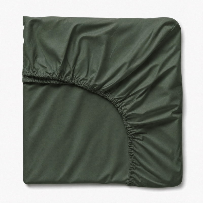 Dra på Lakan Grön Satin 180x200 Björk®