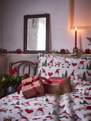 Noel Jul Linne/Röd Bäddset Enkeltäcke 150x210 Redlunds