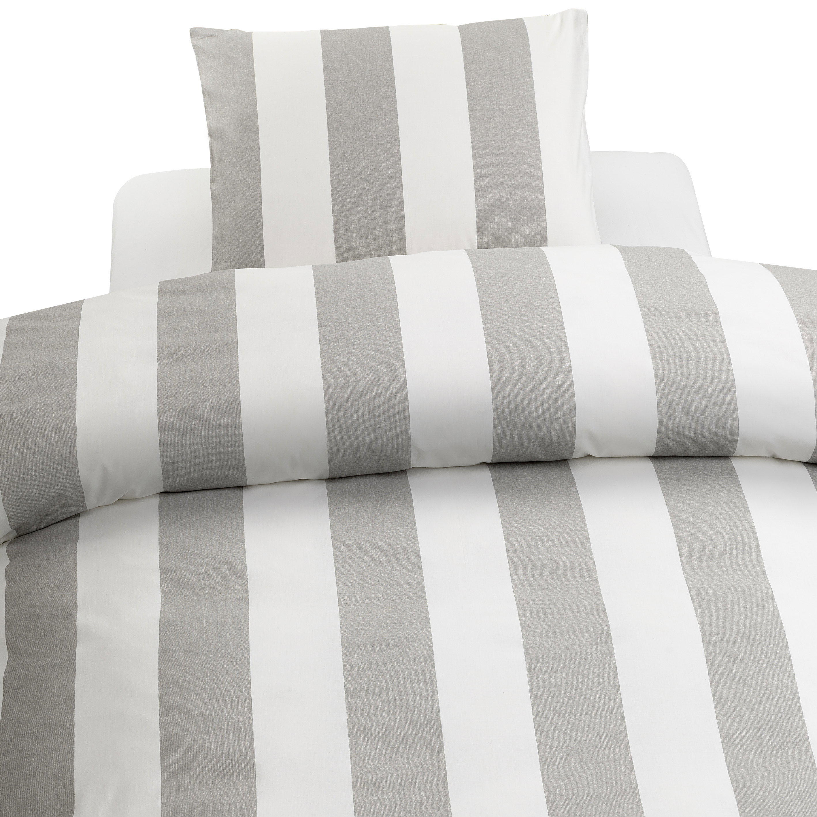 Block Stripe Grå Randigt Bäddset Enkeltäcke 150x210 Borganäs of Sweden