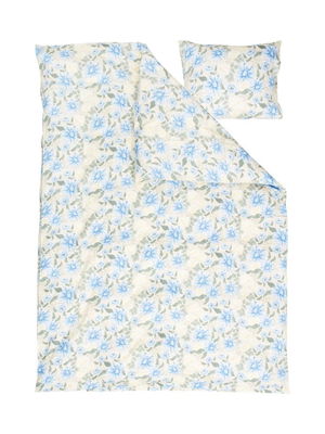 Bollungen Satin Beige Blommor Bäddset Enkeltäcke 150x210 Kosta Linnewäfveri