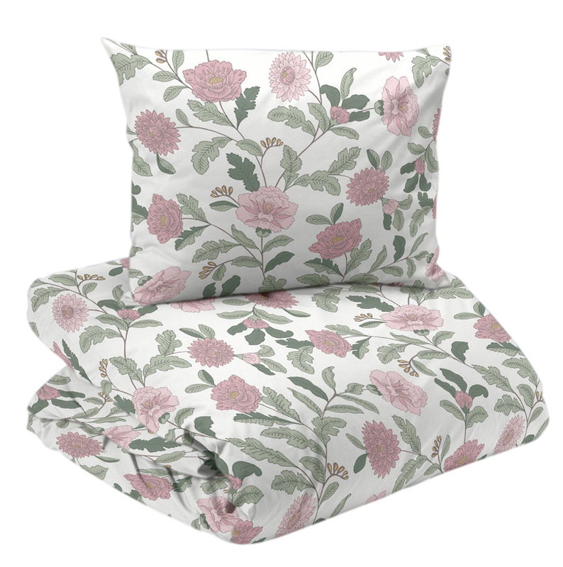 Faye Rosa Blommigt Bäddset Enkeltäcke 150x210 Redlunds