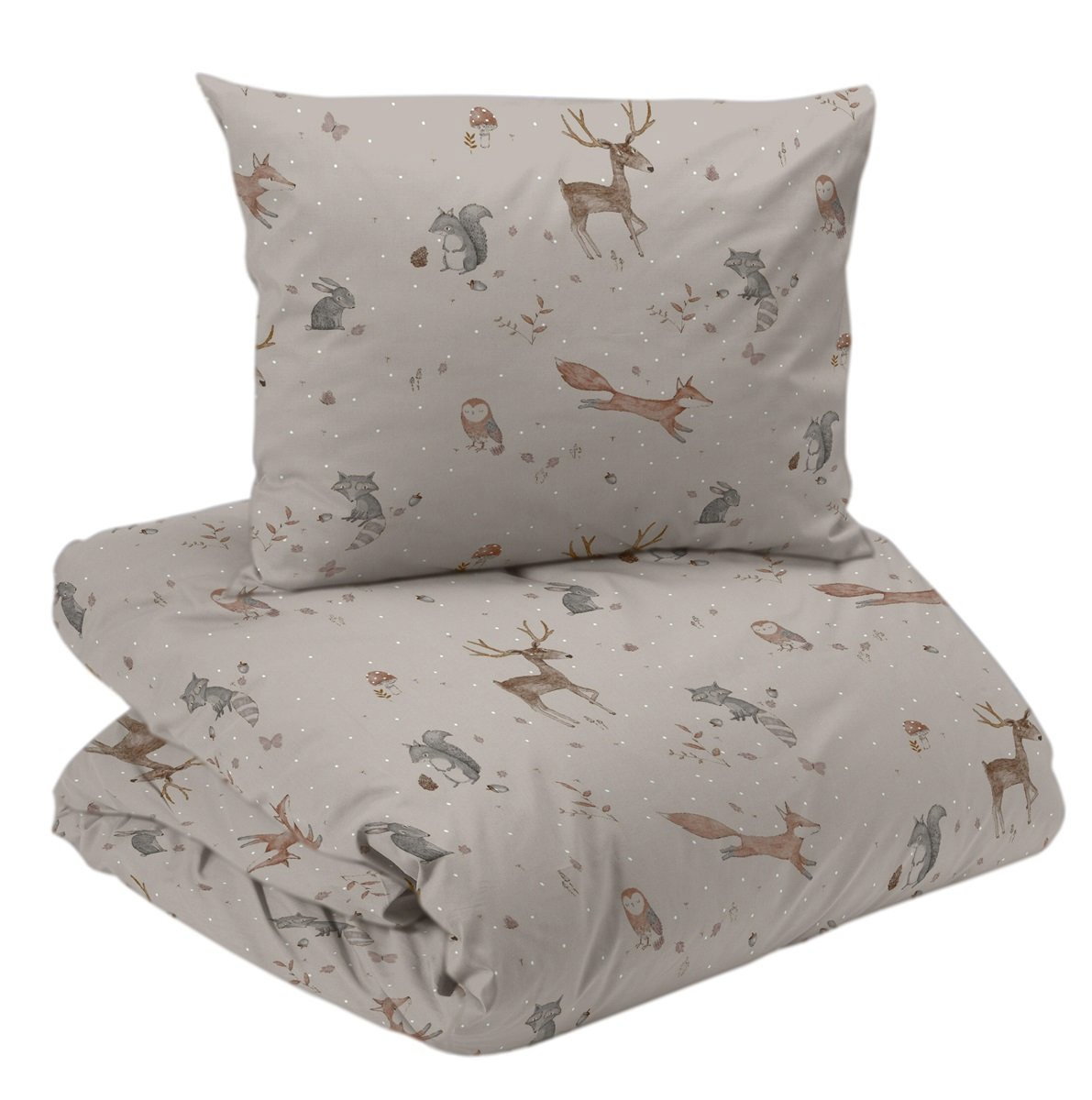 Stampe Beige Söta Djur Barn Bäddset Enkeltäcke 150x210 Redlunds