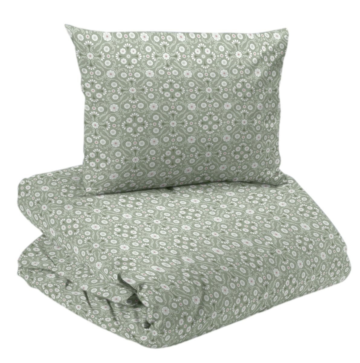 Malva Ljusgrön Blommigt Bäddset Enkeltäcke 150x210 Redlunds