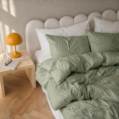Hotell Satin Grön Bäddset Enkeltäcke 150x210 Borganäs of Sweden