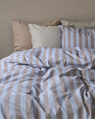 Sanna Multi Randigt Microfiber Bäddset Enkeltäcke 150x210 Borganäs of Sweden