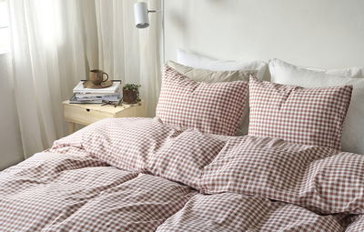 Märta Brun Rutigt Bäddset Enkeltäcke 150x210 Borganäs of Sweden