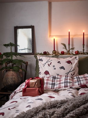 Järvsö Flanell Två-mönstrat Beige Bäddset Enkeltäcke 150x210 Redlunds