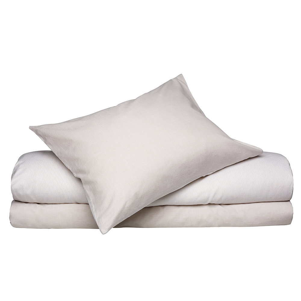 Runmarö Randigt Chambray Linne/Vit Bäddset Dubbeltäcke 230x220 Classic Textile