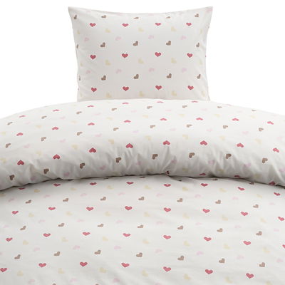 Hjärtrud Beige Bäddset Enkeltäcke 150x210 Borganäs of Sweden